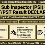 GPRB PSI Physical Test Result 2026: Declared: Check Merit List & Exam Date