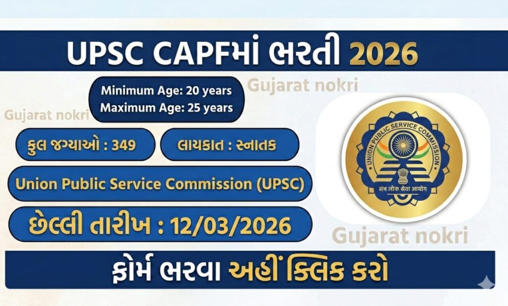 UPSC CAPF Recruitment 2026: for 349 Assistant Commandant Posts – Apply Online