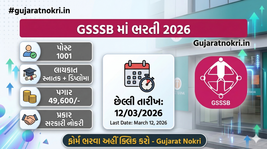 GSSSB Recruitment 2026 for 1001 Posts Apply Online Gujaratnokri