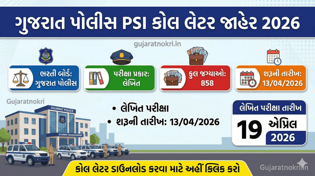 Gujarat Police PSI Written Exam Call Letter 2026