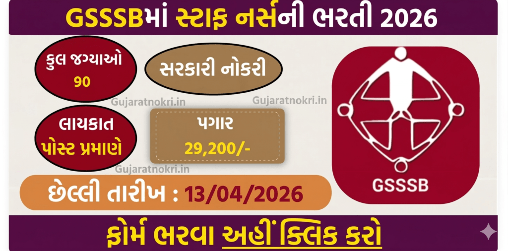 GSSSB Staff Nurse Recruitment 2026