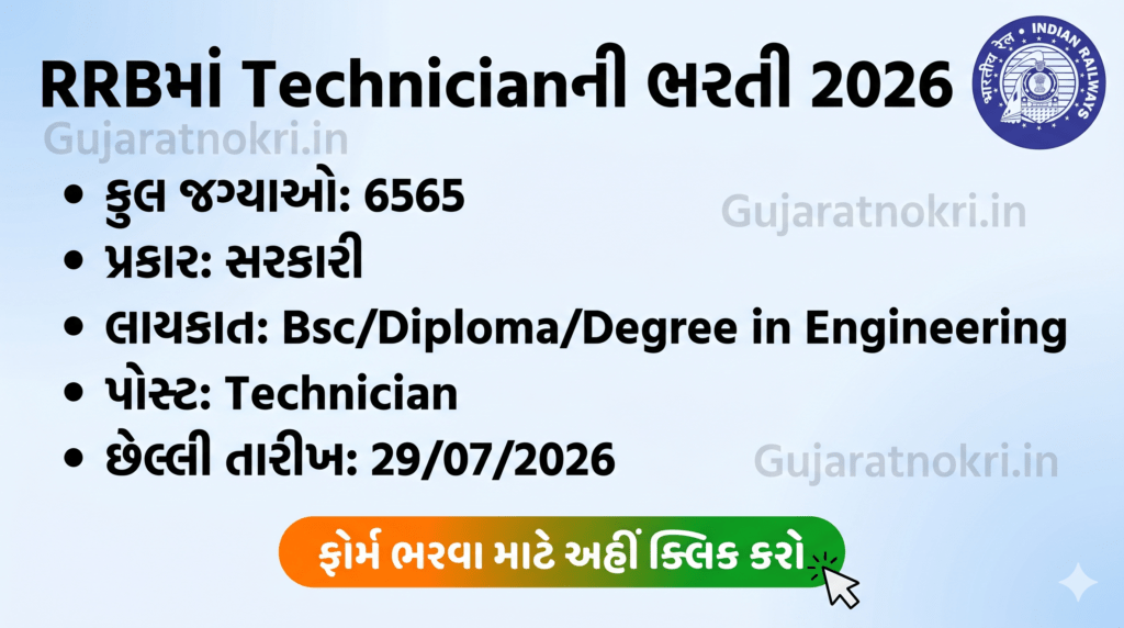 RRB Technician Recruitment 2026 Notification and Apply Online Banner