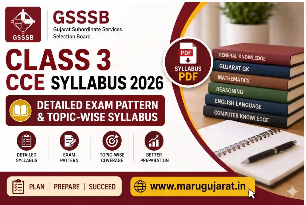 GSSSB Class 3 CCE Syllabus 2026 and Exam Pattern PDF